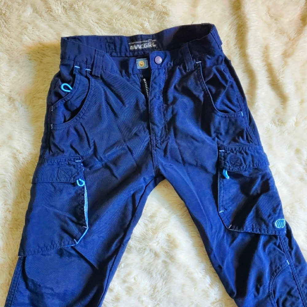 90s Y2K Teen Girls Pants Dark Blue Wide Leg